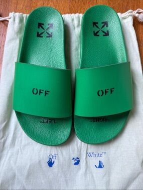 Off-White Virgil Abloh Size 8.5 Women’s or 6.5 Men’s Green Pool Slides